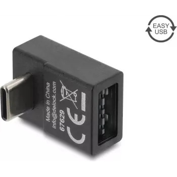 Delock USB 2.0 USB Type-C maschio a Easy USB Type-A femmina adattatore angolato, nero