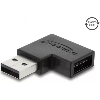 Delock USB 2.0 Type-A maschio a Easy USB Type-A femmina adattatore, angolato a sinistra, nero