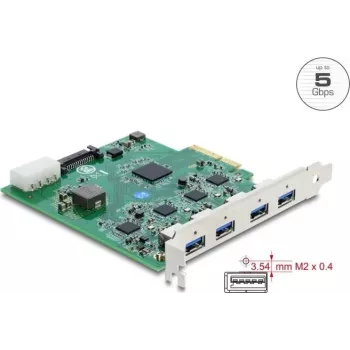 Delock scheda PCI Express x4 a 4 x USB 5 Gbps USB Type-A quad-channel