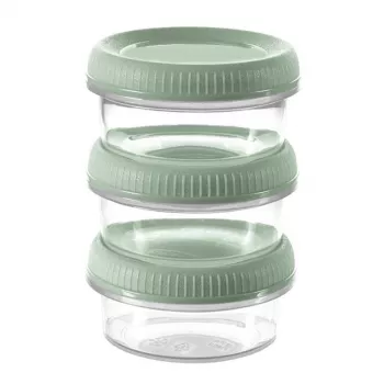 Curver Smart Eco To Go set da 3 bicchierini rotondi per salse, 0,08 L ciascuno, Soft Green
