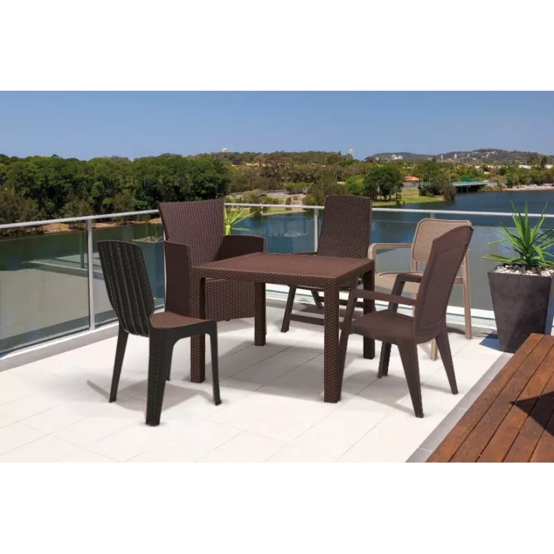 Keter Melody Quartet tavolo da giardino marrone tavolo da pranzo outdoor rettangolare per 6 persone
