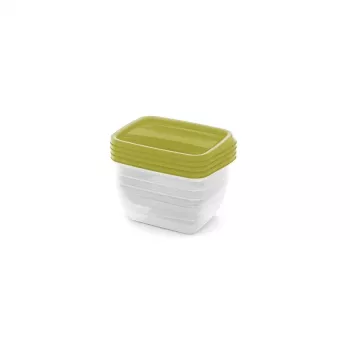 CURVER set contenitori per alimenti rettangolari 4 x 0,75 L Vedo trasparente verde | ermetici e impilabili