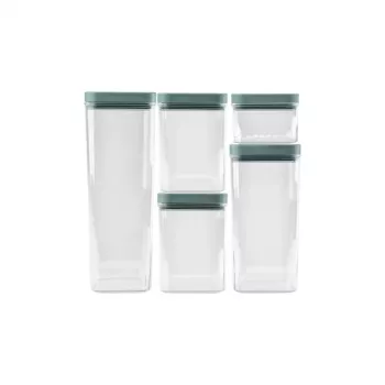 CURVER Kara set contenitori per alimenti secchi 0,5L + 2x1,2L + 1,8L + 2,4L, trasparente/petrolio, 6 pz., ermetici, impilabili, senza BPA