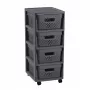 CURVER Infinity cassettiera su ruote con 4 box perforati 11L, grigio scuro, 30x36x69 cm