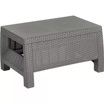 KETER Corfu tavolo da giardino, effetto rattan resina, beige, rettangolare, resistente alle intemperie, protezione UV, montaggio semplice