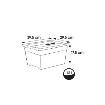 keeeper Crystalbox Cornelia scatola per il contenimento con coperchio, 12 L, trasparente, 39,5 x 29,5 x 17,5 cm