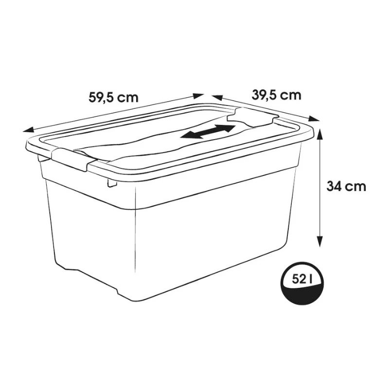 Contenitore con coperchio keeeper Crystalbox Cornelia 52L, 59,5 x 39,5 x 34 cm, trasparente