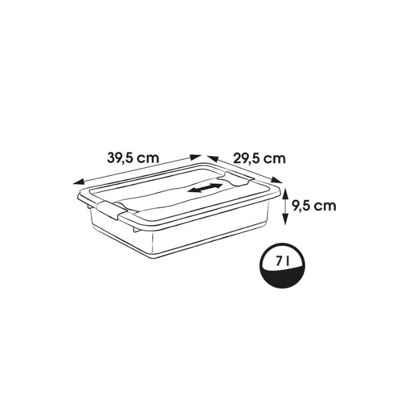 Contenitore con coperchio keeeper Crystalbox Cornelia 7L, 39,5 x 29,5 x 9,5 cm, trasparente