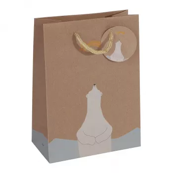 SIGEL GT050 sacchetti regalo, orso polare con motivo stelle cadenti, 17 x 23 cm, confezione da 5, carta, manici in corda, certificato FSC
