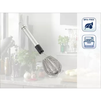 LEIFHEIT Speed Quirl S frusta, acciaio inox, 27 cm, lavabile in lavastoviglie, bianco/grigio