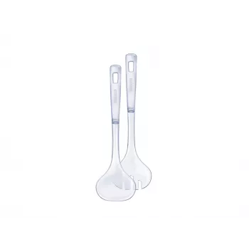 LEIFHEIT Sterling posate da insalata, acciaio inox con manici in plastica nera, set da 2 pezzi, lavabili in lavastoviglie