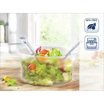 LEIFHEIT Sterling posate da insalata, acciaio inox con manici in plastica nera, set da 2 pezzi, lavabili in lavastoviglie