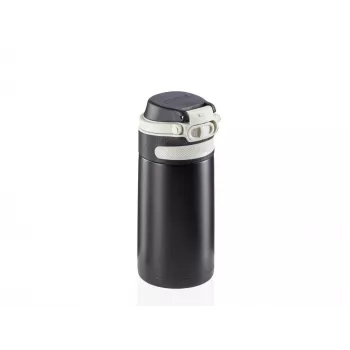 LEIFHEIT Thermo Mug Flip 350 ml nero tazza da viaggio con isolamento sottovuoto e coperchio flip-top