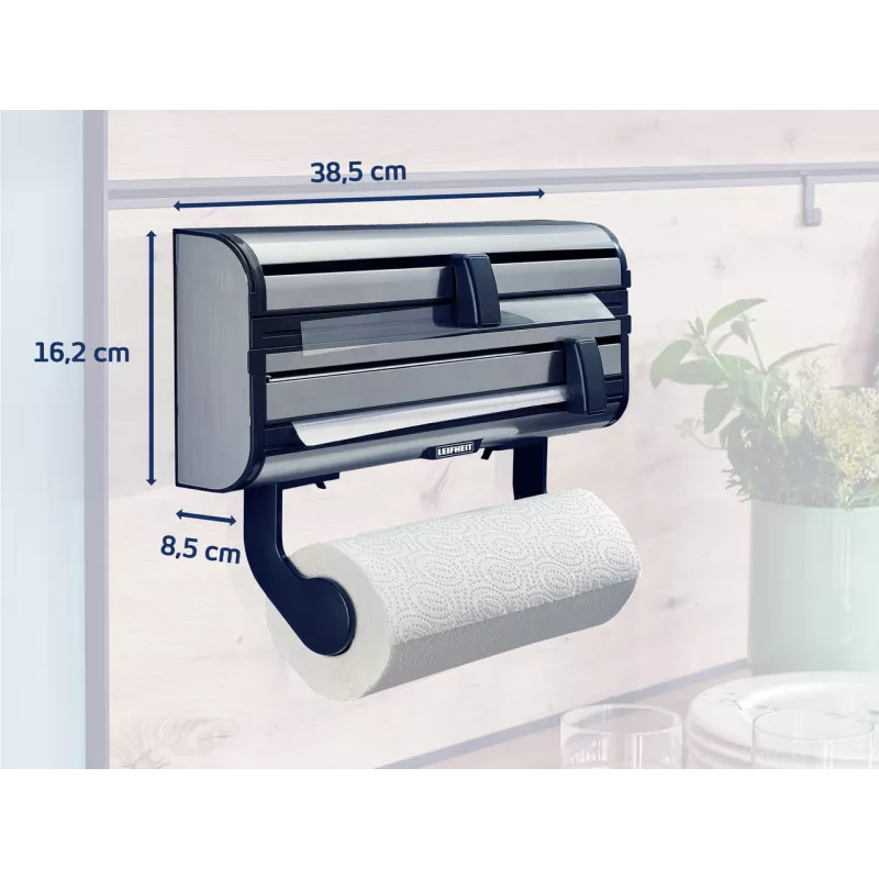 LEIFHEIT Parat Royal dispenser a parete per carta, pellicola e film, bianco/argento