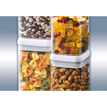 LEIFHEIT Fresh&Easy contenitore per alimenti 1,2 L, ermetico, senza BPA, trasparente con coperchio bianco/grigio