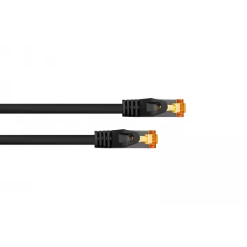 Cavo patch Kabelmeister RJ45 Cat.7 S/FTP, guaina TPE, senza alogeni, nero, 0,15m
