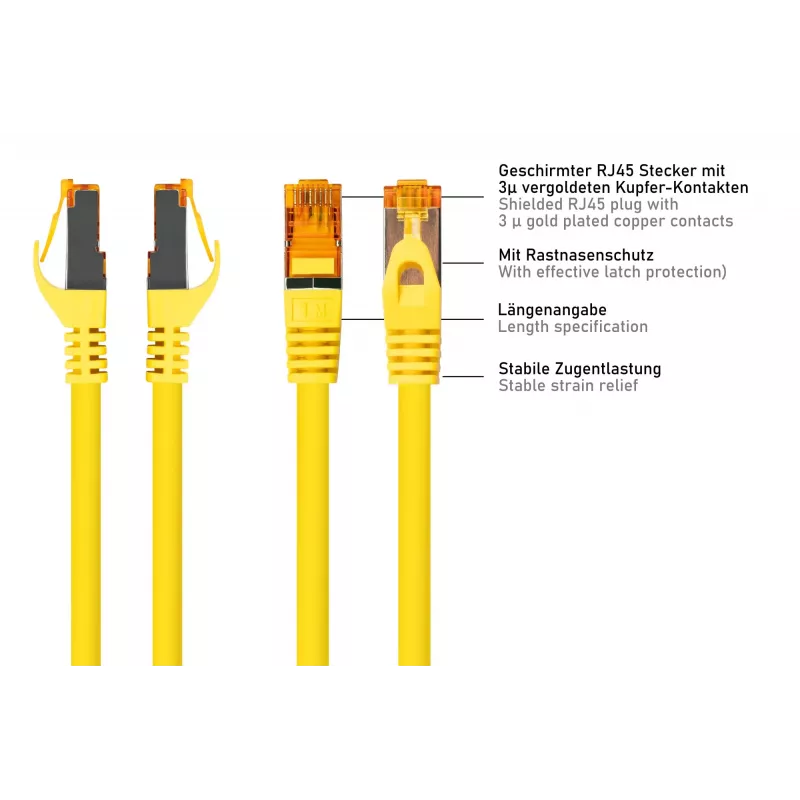 KABELMEISTER Cavo patch Cat.7 S/FTP, RJ45, TPE, senza alogeni, giallo, 0,15 m