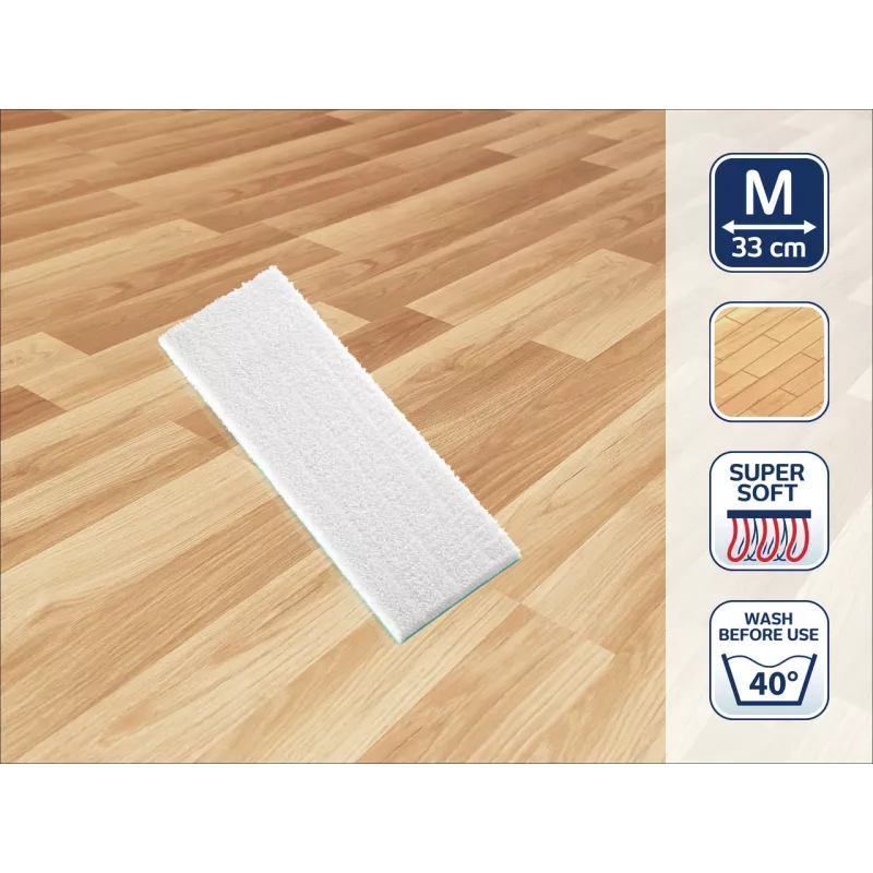 LEIFHEIT Picobello M Super Soft Ricambio panno lavapavimenti in microfibra, 33 cm, bianco/turchese