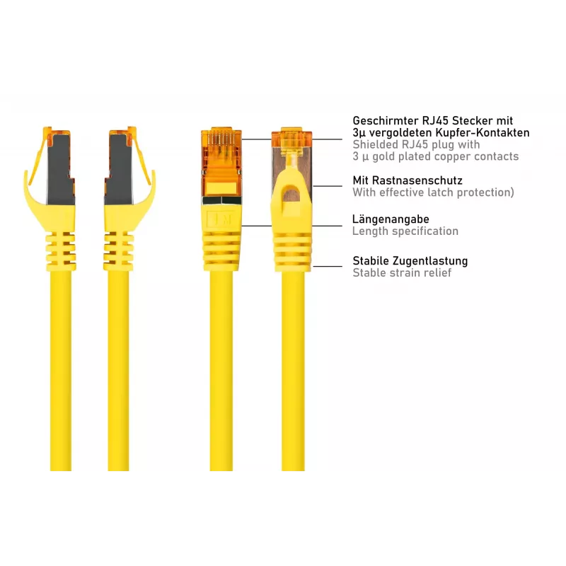 Kabelmeister Cavo patch RJ45 Cat.7 S/FTP, guaina TPE, senza alogeni, giallo, 1,5m