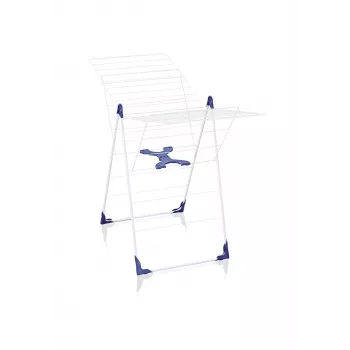 LEIFHEIT Classic 200 Flex Stendibiancheria, 20 m di stenditura, stendibiancheria a alette pieghevole, bianco/blu