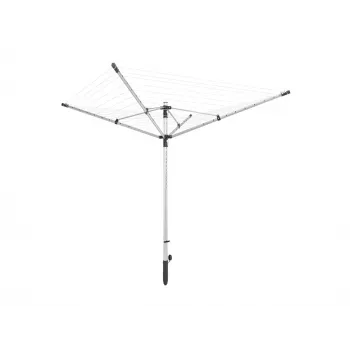 LEIFHEIT LinoLift 500 stendibiancheria rotativo, 50 m corda, telaio in alluminio, regolabile in altezza 106-179 cm, corde resistenti ai raggi UV, boccola da terra inclusa
