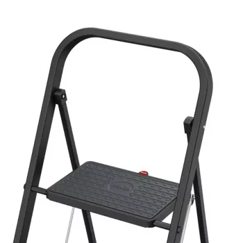 HAILO K44 StandardLine sgabello pieghevole con barra di sicurezza, 2 gradini, acciaio, nero, 150 kg