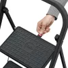 HAILO K44 StandardLine sgabello pieghevole, 3 gradini, barra di sicurezza, nero, 150 kg