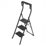 HAILO K77 ComfortLine sgabello pieghevole, 3 gradini, alluminio, barra di sicurezza, nero, 150 kg