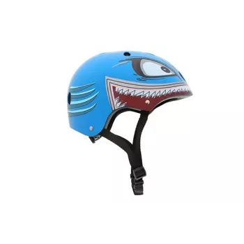 Hornit Shark casco per bicicletta bambino con luce LED, blu/grigio, 48-53 cm