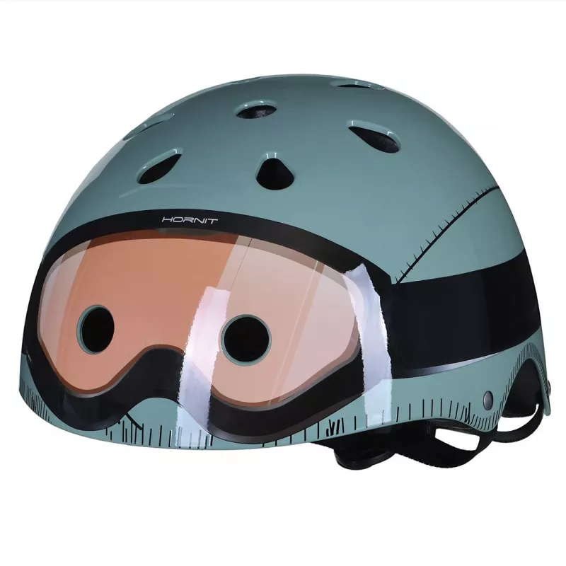 Hornit Military casco per bicicletta bambino 53-58 cm con luce LED posteriore