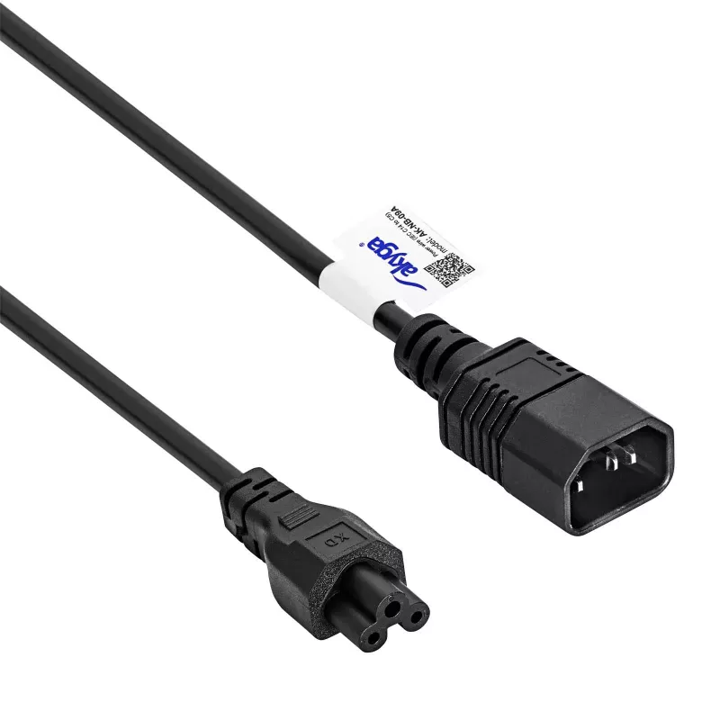 Akyga AK-NB-09A cavo di alimentazione IEC C14 a IEC C5 (trifoglio), 1,5 m, nero