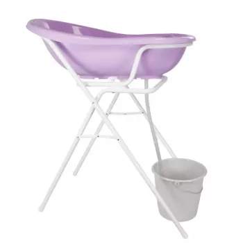 KEEEPER supporto universale per vasca da bagno Dawid bianco – regolabile in altezza, pieghevole, adatto per vasche per neonati 84–100 cm