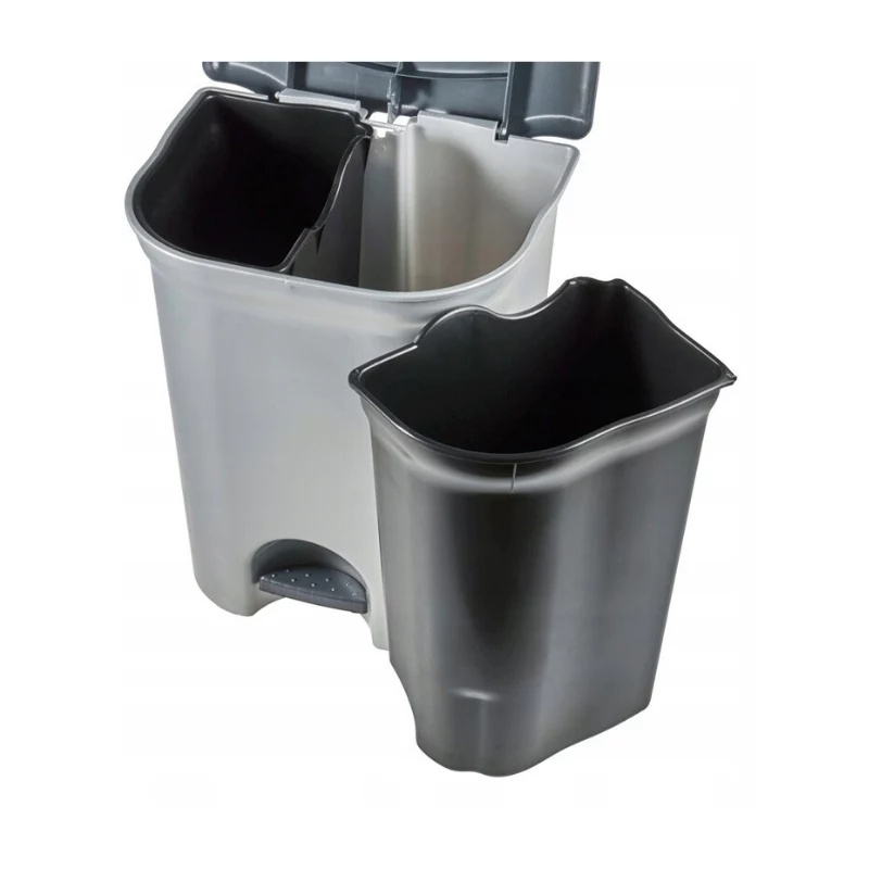 KEEEPER Torge pedale cestino per la raccolta differenziata 2x11L argento chiaro