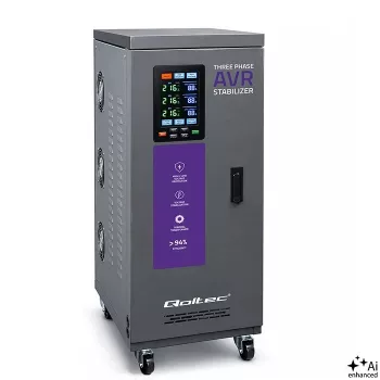 Qoltec 15kVA stabilizzatore di tensione trifase con servomotore AVR con display LCD, precisione ±3%, Expert Line