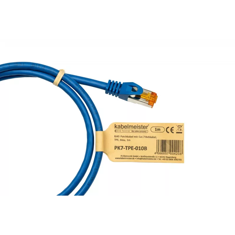 Kabelmeister cavo patch Cat.7 S/FTP, RJ45, TPE senza alogeni, blu, 0,5m