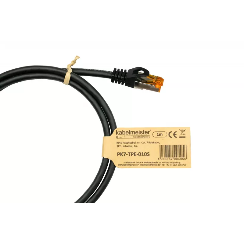 Kabelmeister cavo patch Cat.7 S/FTP, RJ45, guaina TPE, senza alogeni, nero, 0,25 m