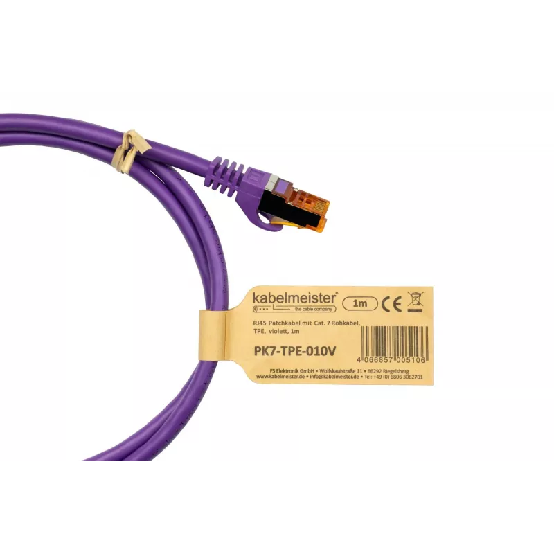 KABELMEISTER cavo patch Cat.7 S/FTP, RJ45, 2m, viola, TPE senza alogeni