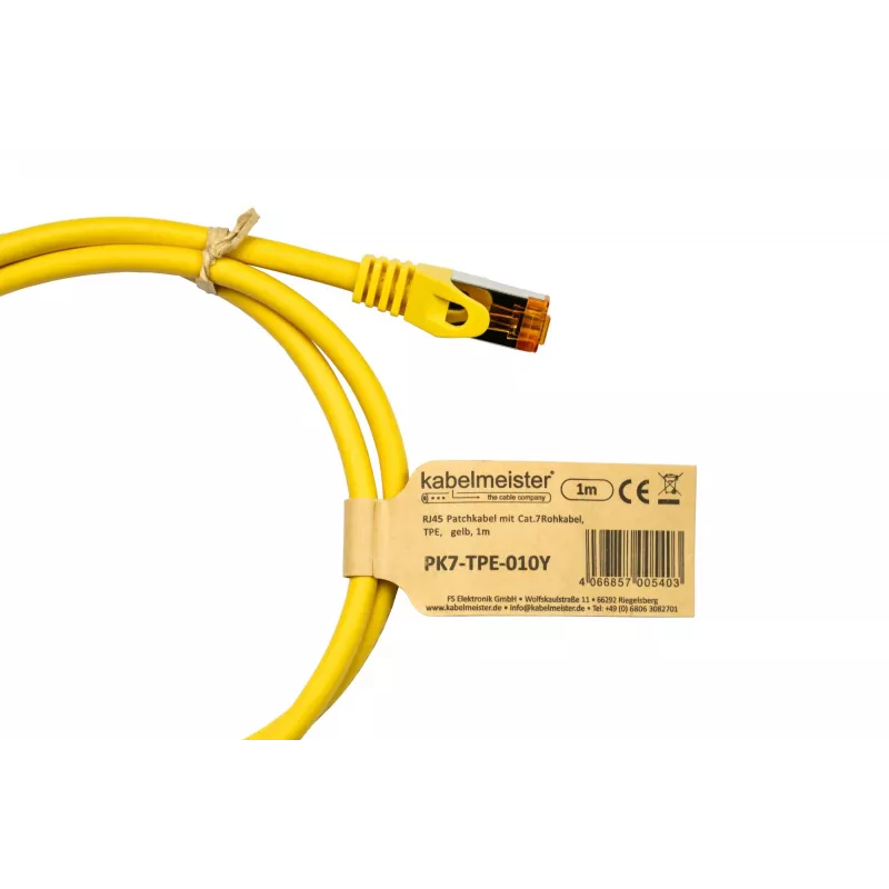 Kabelmeister cavo patch Cat.7 S/FTP, guaina TPE, senza alogeni, giallo, 0,25m