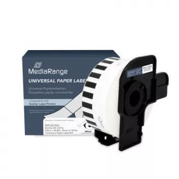 MediaRange rotolo di carta continua per etichettatrice, sostituisce Brother DK-22210, bianco, 29 mm x 30,48 m, 1 rotolo (MRBDK22210)