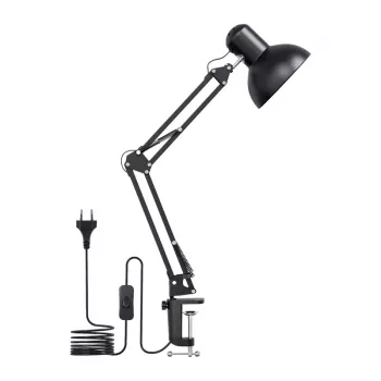 LEPRO 3100027-EU Lampada da scrivania LED con porta di ricarica USB, 5 temperature di colore, 7 livelli di luminosità, controllo touch, timer, braccio flessibile, protezione degli occhi, nero