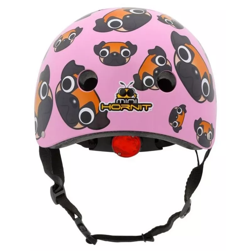 Hornit Pug Casco per bicicletta bambino con luci LED - Rosa, 48-53 cm PUS806