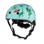 Hornit Jurassic S Casco per bicicletta bambino 48-53cm, design dinosauri, verde/blu/arancione, luce posteriore LED, CE EN 1078 DIS826