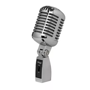 Stagg Vintage SDM 100 Microfono dinamico con interruttore on/off, cardioide, XLR, cromato