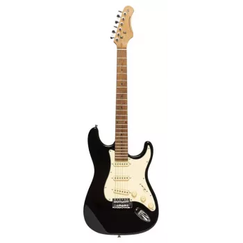 Stagg SES-55 BLK chitarra elettrica - corpo in ontano massello, manico in acero, pickup SSS, nero