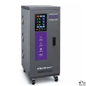 Qoltec 20kVA stabilizzatore di tensione trifase con servomotore AVR con LCD, precisione ±3%, Expert Line