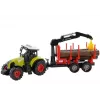 LEAN TOYS trattore Fendt 209 S con rimorchio forestale e tronchi, scala 1:16, verde/grigio/rosso