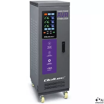 Qoltec stabilizzatore di tensione trifase AVR MULTIPROTECTION | 40kVA | precisione ± 3% | servomotore 3F | LCD | Expert Line