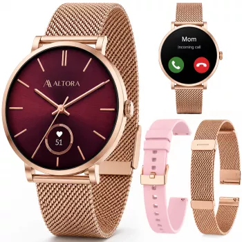 3MK PROTECTION Smartwatch Altora Vivid Lady – AMOLED, frequenza cardiaca, SpO2, IP68, cinturino in silicone rosa