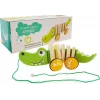 LEAN TOYS Coccodrillo in legno su ruote 18cm giocattolo da trainare