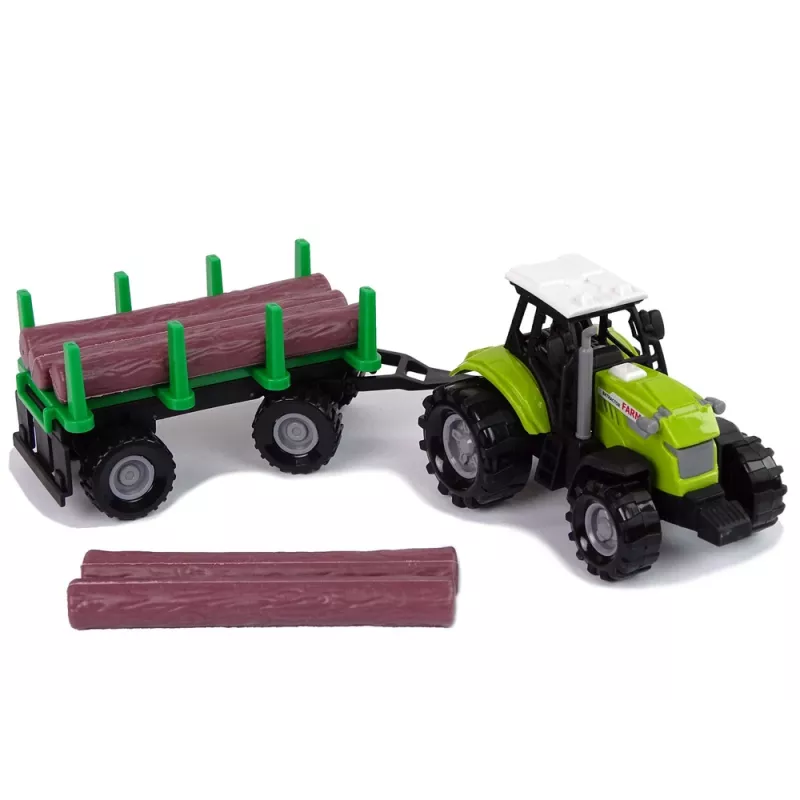 LEAN TOYS Trattore verde in legno con rimorchio ed effetti sonori